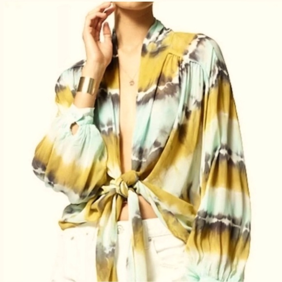 Young Fabulous & Broke Tops - YFB Young Fabulous Broke Carmen Tie Dye tie open front top blouse